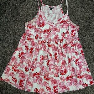 Torrid SIZE 2 Pink Floral Baby~doll Spaghetti Strap Tank Top
